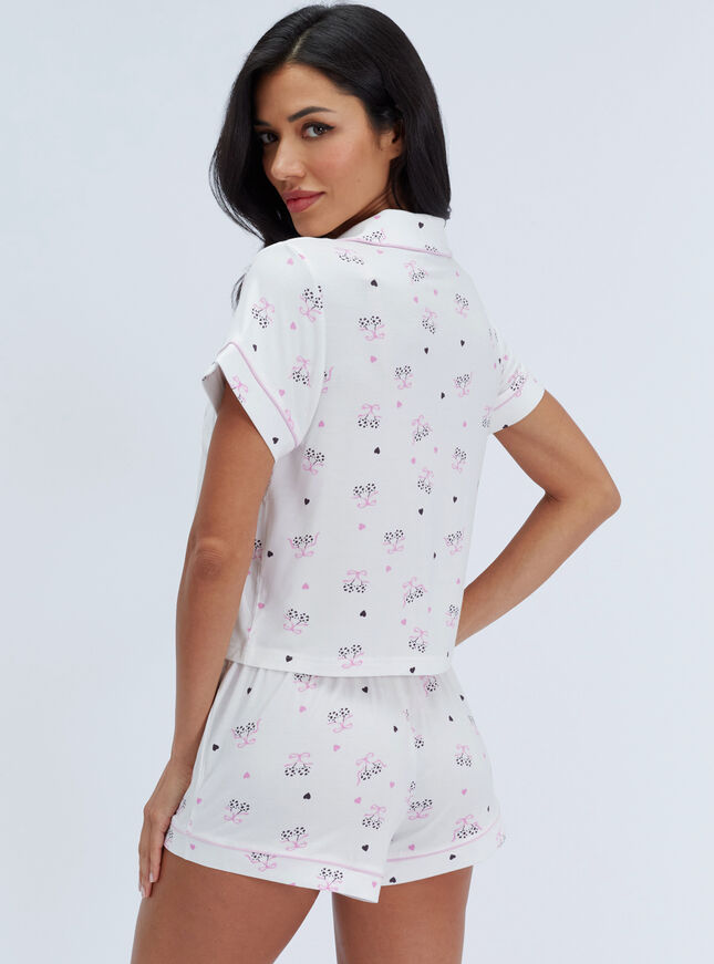 Polka dot cherry modal pyjama set