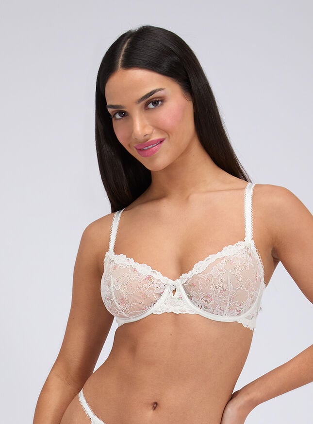 Delphine sheer lace balconette bra