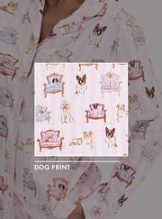 Dogs on chairs fleece pyjamas in a bag