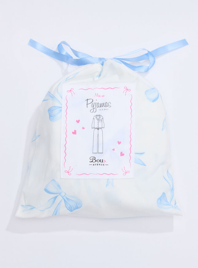 Kids' bow print pyjamas in a bag
