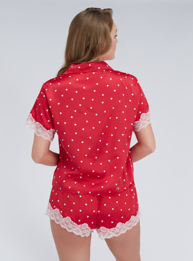 Amelia heart satin short pyjama set