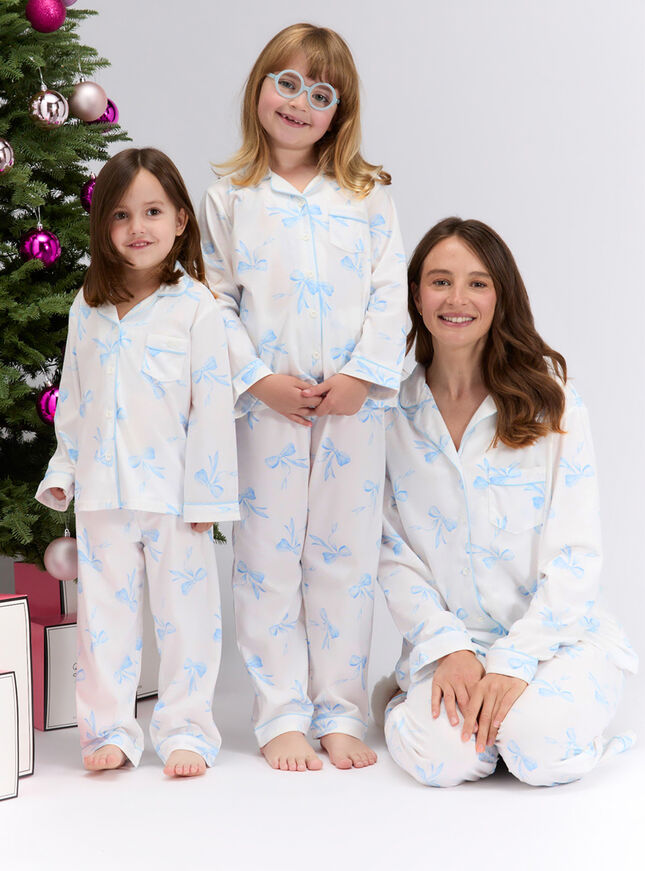 Kids' bow print pyjamas in a bag