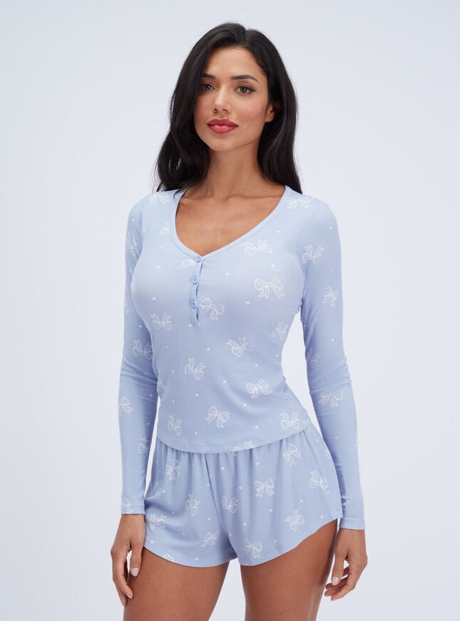 Bow ribbed modal short pyjama set