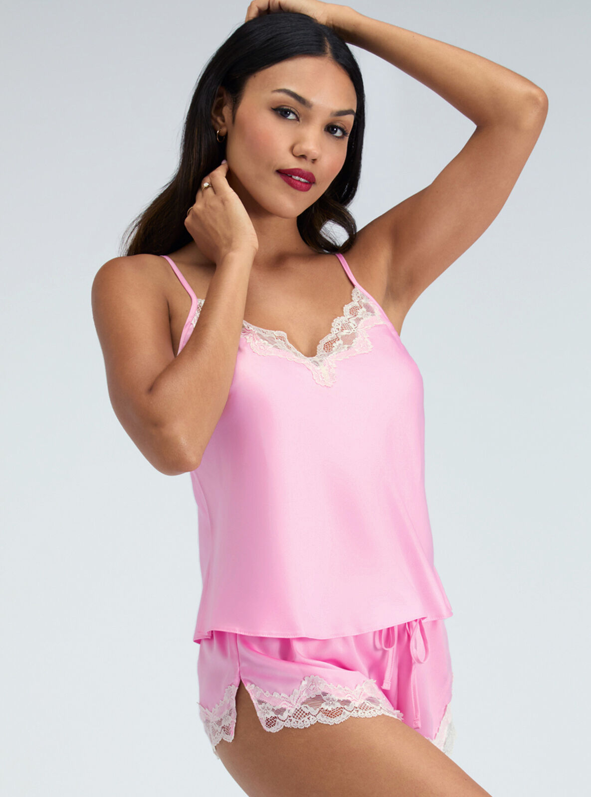 Amelia matte satin cami set | Candy Pink | Boux Avenue UK