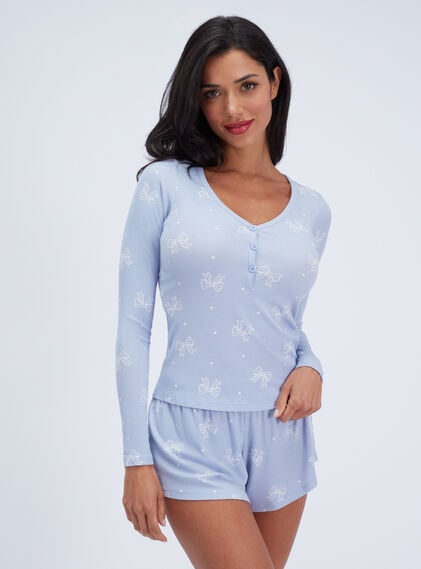 Bow ribbed modal short pyjama set