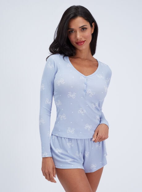 Bow ribbed modal short pyjama set