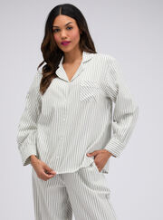 Striped cotton long pyjama set
