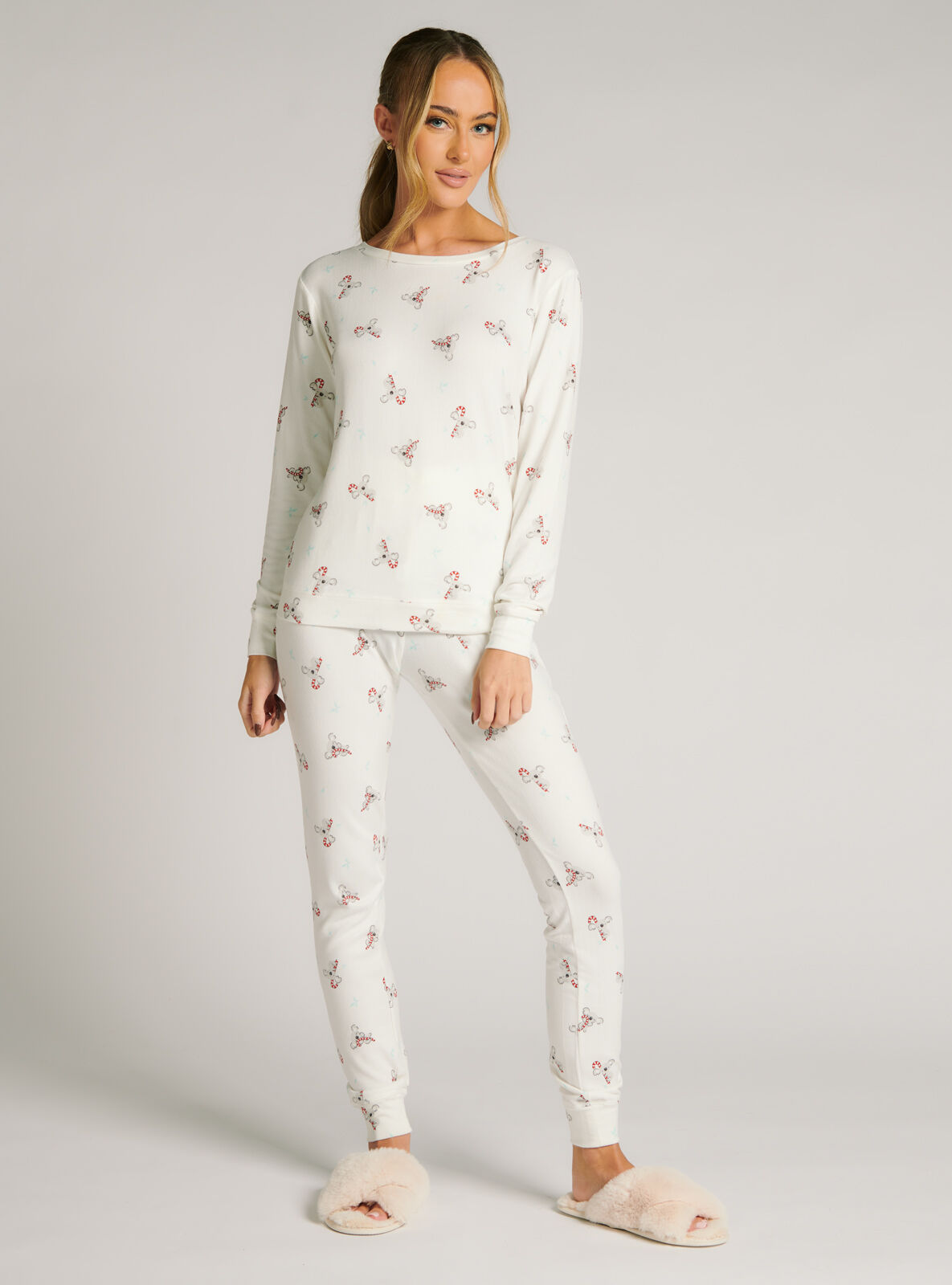 Koala candy cane twosie pyjama set Ivory Mix Boux Avenue UK