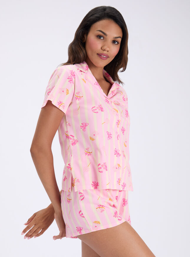 Popcorn club fleece pyjama shorties in a bag