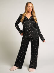 Cherry satin pyjama shirt