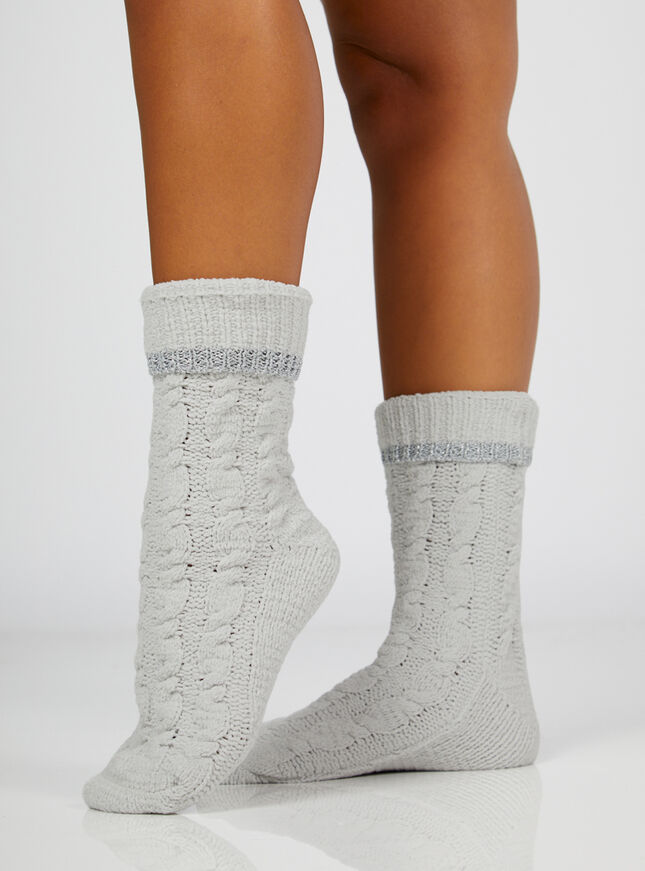 Chenille cable knit socks