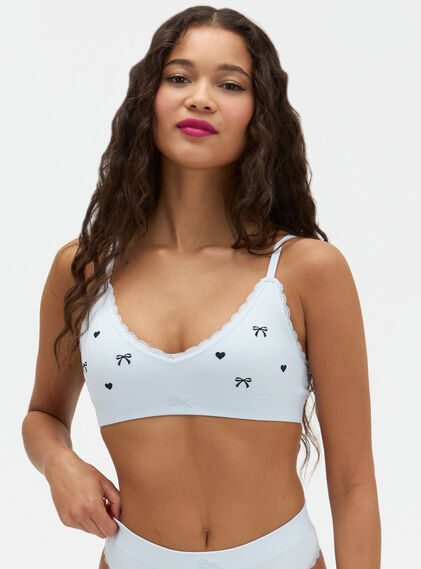 Bow embroidered seamless bralette