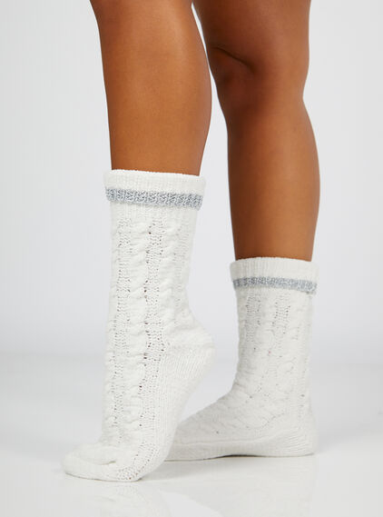 Chenille cable knit socks