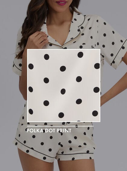 Large polka dot satin short pyjama set