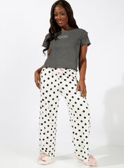 Frill t-shirt and spot pyjama bottoms