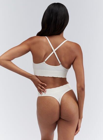 Ribbed seamless cherry embroidered bralette