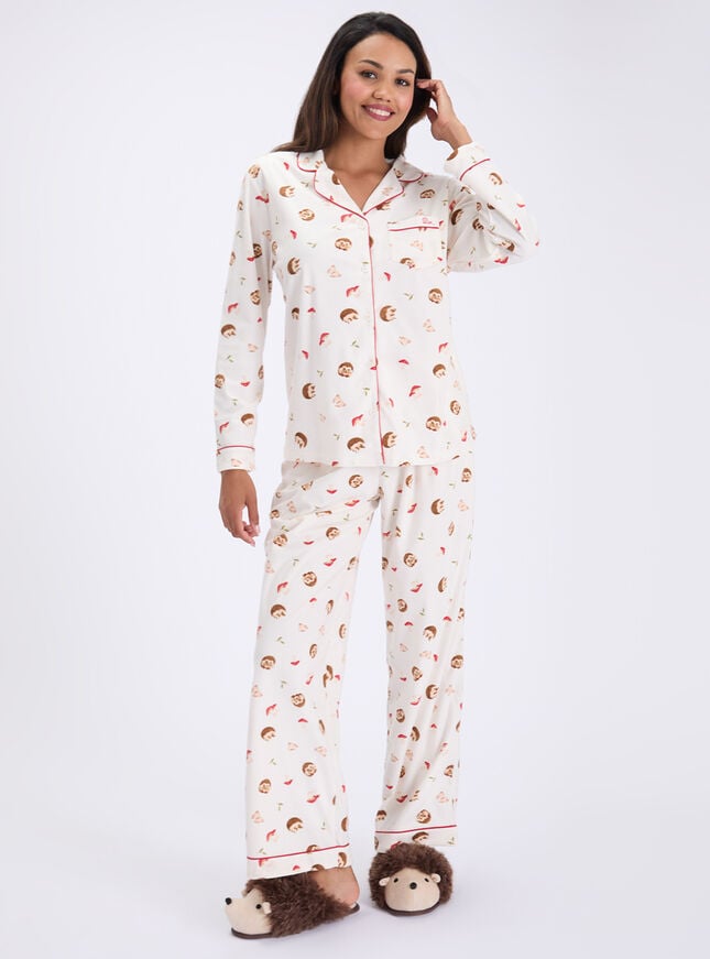 Hedgehog garden fleece pyjamas in a bag