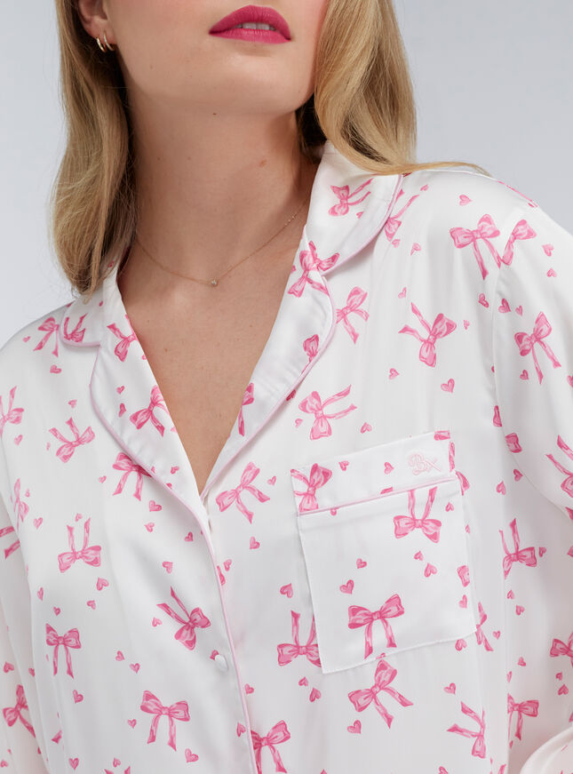 Bow satin pyjama set