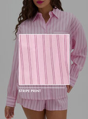Striped oversized cotton short pyjama set
