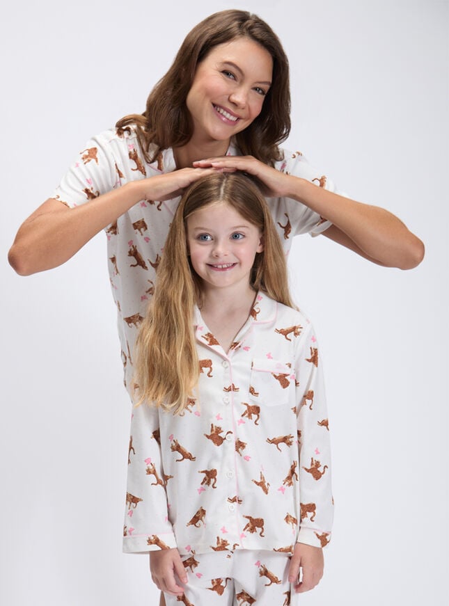 Kids' playful cat fleece pyjamas in a bag