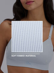 Nursing ribbed bow embroidered bralette