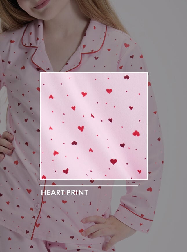 Kids' ditsy heart fleece pyjamas in a bag