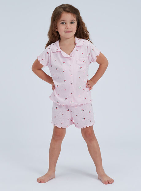 Kids' cherry pointelle short pyjama set
