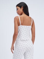 Heart ribbed modal long pyjama set