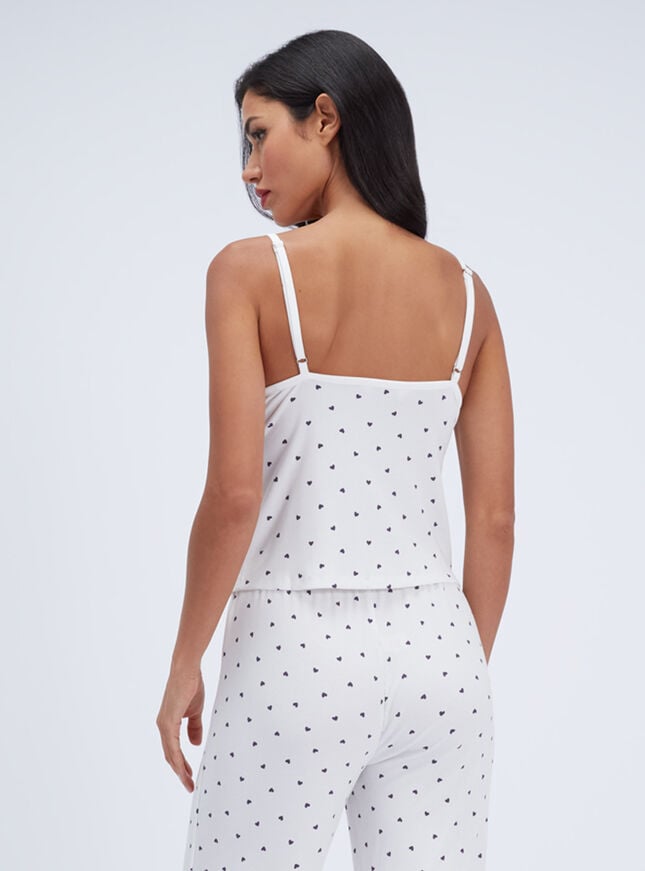 Heart ribbed modal long pyjama set