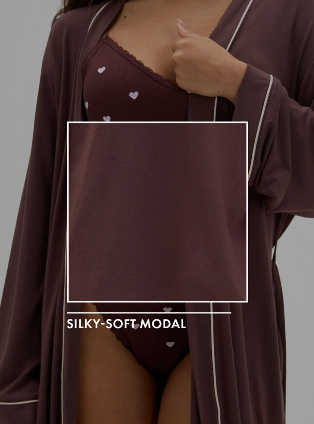 Piping modal short dressing gown