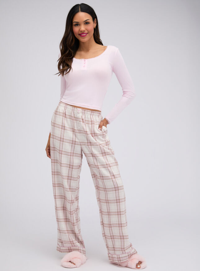 Checked woven long pyjama set