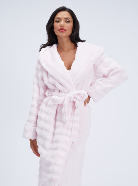 Bubble texture fluffy long dressing gown