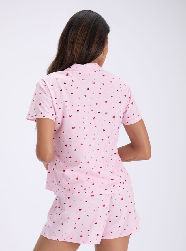 Ditsy heart fleece pyjama shorties in a bag
