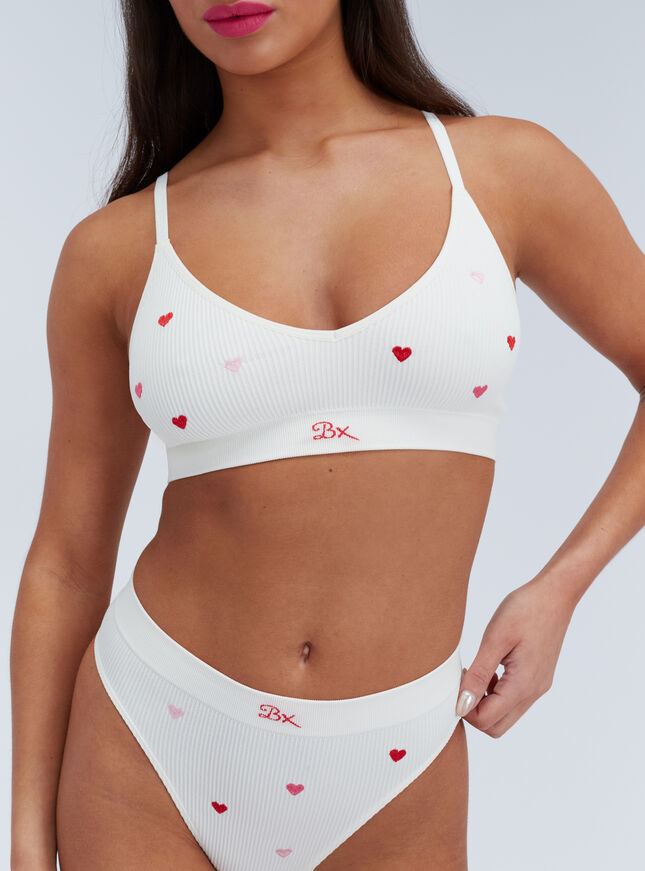 Heart embroidered seamless bralette