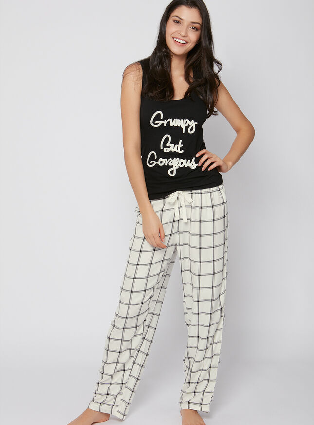 "Grumpy but gorgeous" check pyjama set
