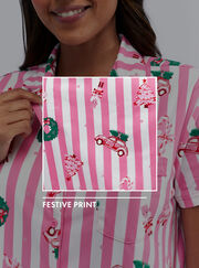 Striped Christmas pyjama shorties in a bag