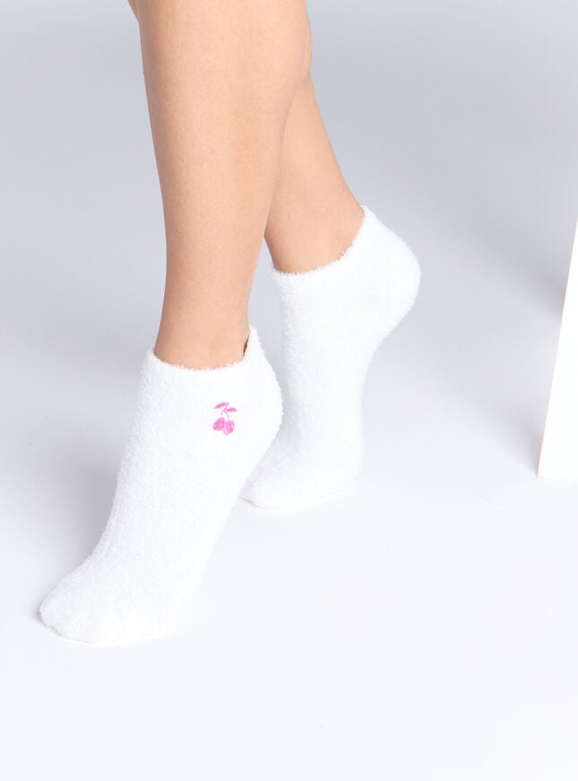 2 pack cherry fluffy trainer socks