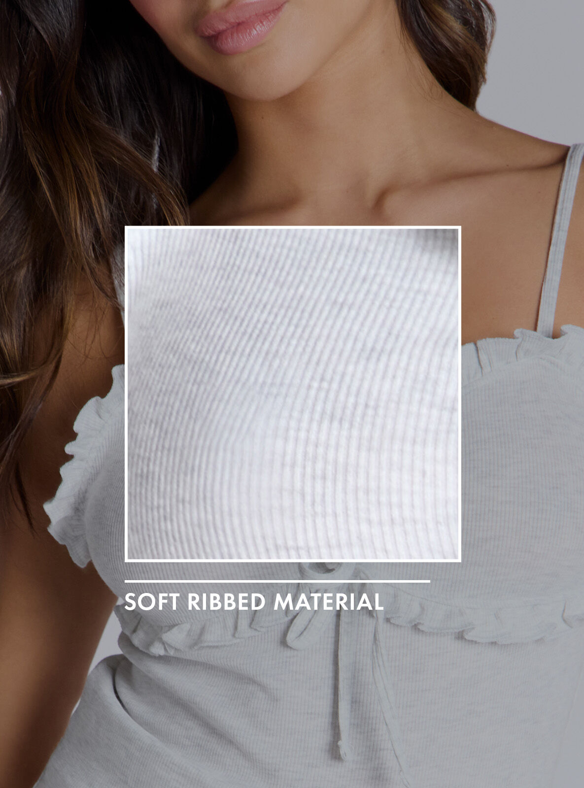 Frill ribbed cami pyjama set