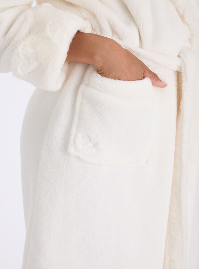 Heart fur trim long dressing gown