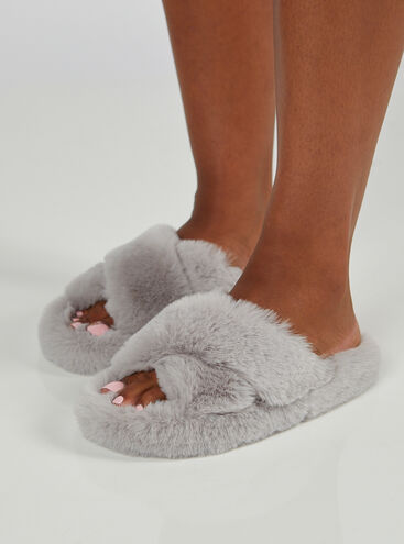Ridge sole cross band slider slippers