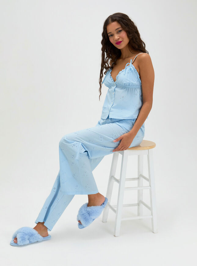 Broderie cotton long pyjama set