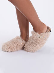 Teddy fleece clog mule slippers