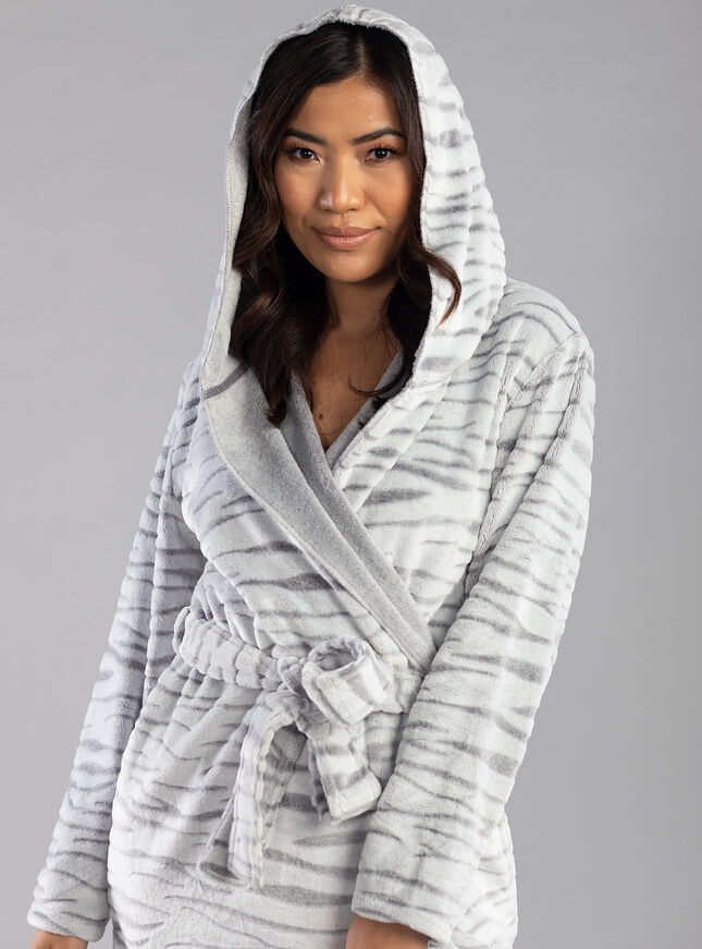 Zebra waterfall hooded dressing gown