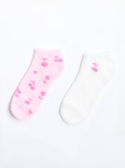 2 pack cherry fluffy trainer socks