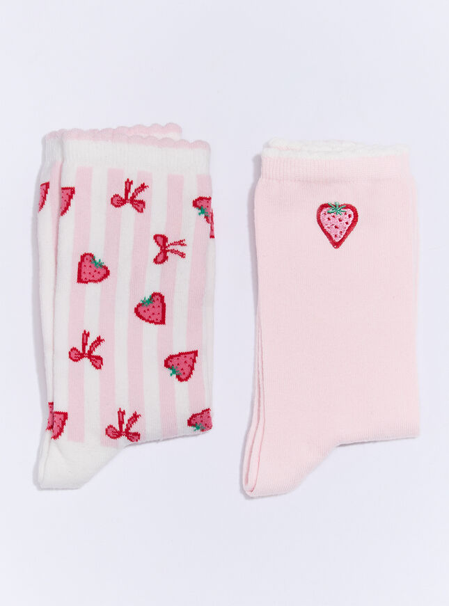 2 pack strawberry ankle socks