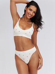 Floral embroidered seamless thong