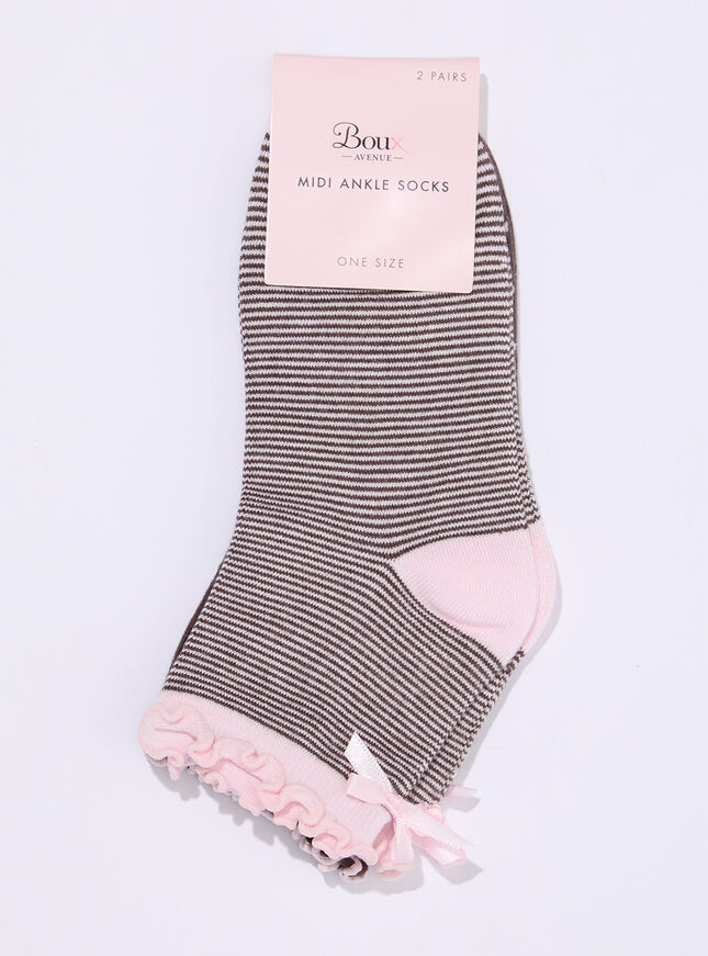 2 pack striped & polka dots midi socks