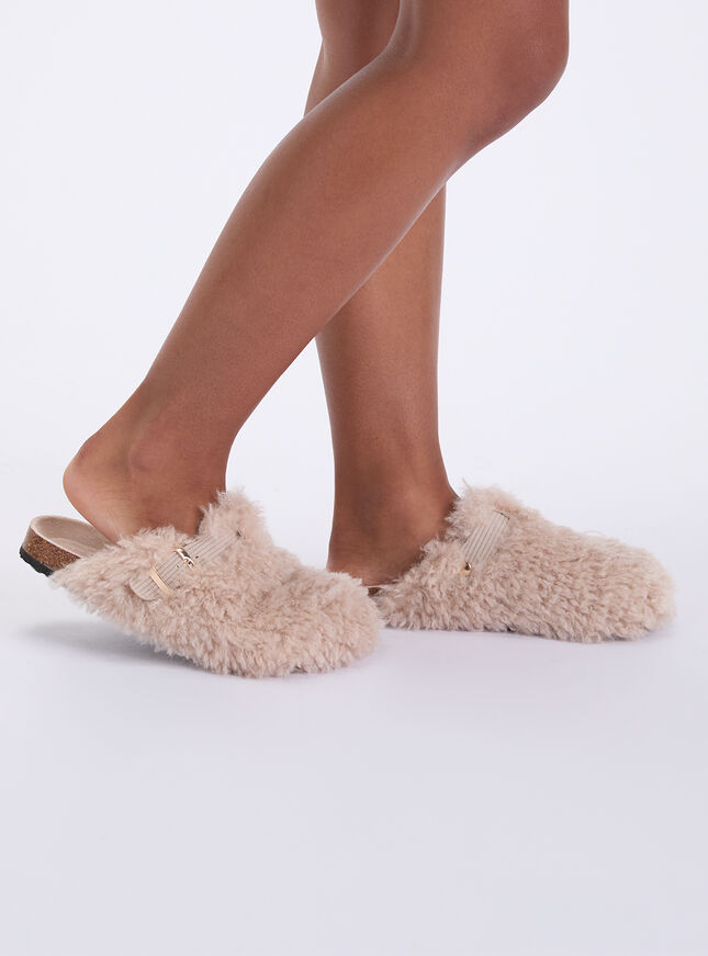 Teddy fleece clog mule slippers