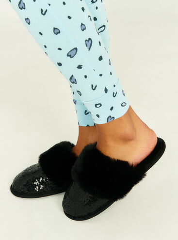 Sequin mule slippers