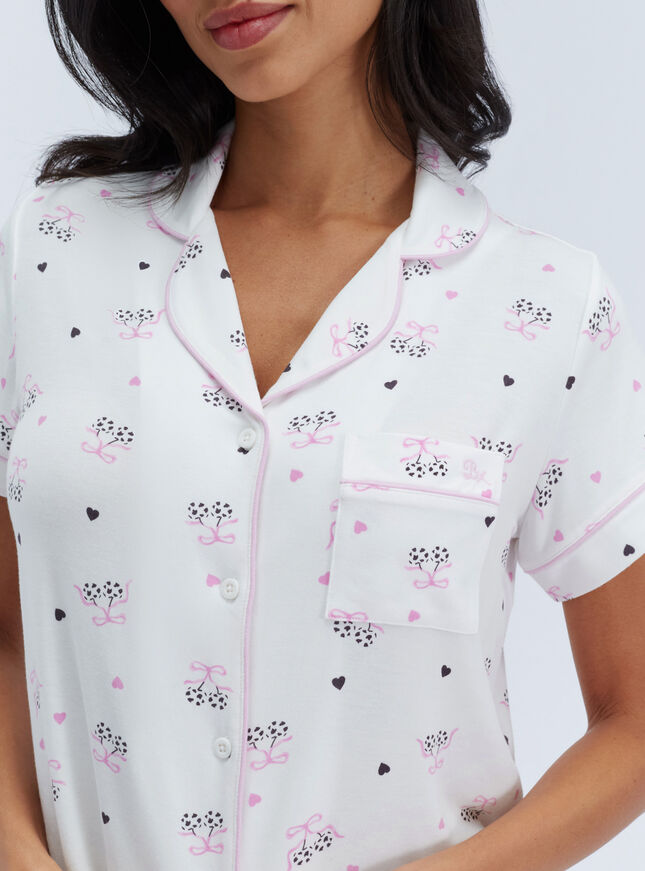 Polka dot cherry modal pyjama set